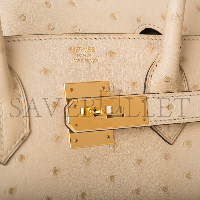 H**mes MASTER BIRKIN 30 OSTRICH GOLD HARDWARE (30*23*15cm)